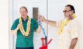U.S. Ambassador to Samoa Tom Udall cuts the ribbon 