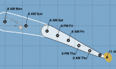 Track of Hurricane Douglas as of Thurs morning
