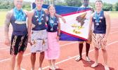 The Iakopo family along with discus thrower Alexander Fanene Morgan comprised Team Polynesia at the three-day event. Coach Peter Pulu is also seen in the photo. TEAM POLYNESIA