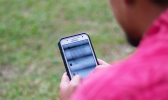 Person looking at a smart phone