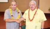 Gov. Lolo Matalasi Moliga and Tuilaepa Aiono Sailele Malielegaoi in a Samoa Observer file photo. Gov. Lolo Matalasi Moliga and Tuilaepa Aiono Sailele Malielegaoi in a Samoa Observer file photo.