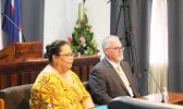Port Administration Director Falenaoti S.A. Loi-On Fruean (left) and Governor’s Legal Counsel Terry Van Eaton