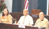 AG Gwen Tauiliili-Langkilde, Governor's Office Chief of Staff Leonard Seumanutafa, and ASEDA Office Director Blanche Lulu Barber,