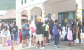 Halloween tricksters lined up outside the Jean P. Haydon Museum 