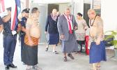 Governor Lemanu P.S. Mauga, Chief Justice Michael Kruse followed by Senate President Tuaolo Manaia Fruean and House Speaker Savali Talavou Ale