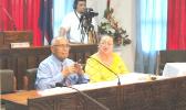 Government Treasurer Malemo Tausaga and Budget Director Catherine Saelua 