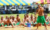Traditional leaders and untitled men of the Manu’a district perform the Ava Ceremony at yesterday’s inauguration for Gov. Lolo Matalasi Moliga and Lt. Gov. Lemanu Palepoi Sialega Mauga. [photo: AF]