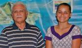 2015 scholarship recipient Faasalafa Kitiona (right) is now employed at the America Samoa Department of Marine and Wildlife Resources under Director Henry Sesapasara (left). [courtesy photo]