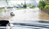 A huge pool of water, on the road fronting The Church of Jesus Christ of Latter-day Saints in Ottoville