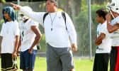 Leone Lions Head Coach, Okland Salave'a directing their strategic passing game during practice, at their school field this summer – in preparation for their game against the Vikes this Saturday. [photo: TG]