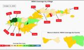 The map pictured here shows us to date the percentage of people from each village that have taken their MDA medicines