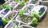 Baskets of items donated to DHSS Homeless Shelter by LHS students