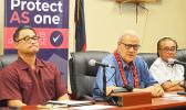 l-f: Acting Governor and Task Force Chairman, Talauega Eleasalo Ale; Paramount Chief Mauga Tasi Asuega and  LBJ CEO, Faumuina T. Faumuina.