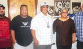Love Thy Neighbor (LTN) project organizer, Tapumanaia Galu SateleJr. (third from left) pictured Wednesday at the KSBS FM radio station with members of the famous Samoan singing group, Punialava’a