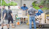 Customs agent inspecting a packages