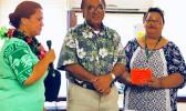 Dr. Ruth Matagi-Tofiga (far left), Faumuina John Faumuina (middle) ,Dialysis nursing director Olita Tafiti