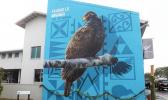 Manumea bird mural on the eastern wall of the New Zealand High Commission office in Apia 