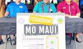 ASG staffers man a donation location during the Humanitarian Relief fundraiser for the people of Lahaina, Maui that ended on Saturday, Sept. 9, 2023. The fundraising effort raised 1/2 a million dollars for Maui Relief, according to the government. MAUI FUNDRAISER BOOTH