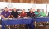 [left] Health Department (DOH) official Dr. Saipale Fuimaono; DoH  Epidemiologist Dr. Aifili John Tufa; Health director Motusa Tuileama Nua; Police Commissioner’s Le’i Sonny Thompson; Manu’a District Governor Laolagi V. Vaeao; Human and Social Services director Muavaefa’atasi John Suisala; and Education deputy director Philo Jennings. 