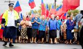 The H.R.P.P.'s deputy leader, Lauofo Fonotoe Pierre marches in the front line. (Photo: Vaitogi A. Matafeo) H.R.P.P.'s deputy leader, Lauofo Fonotoe Pierre and others marching