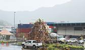 A construction crew was back to work at the “Sogelau Monument” project in Fagatogo
