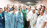 Ms Nancy Morgan amongst nurses