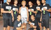 The two-time Mosooi International Volleyball Championship champion team — the Laumua o Tumua of Samoa, after defending their title again this year against local Annex Boys volleyball team. [photo by AF]