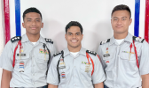 Cadet Command Sergeant Major Charles Tauiliili (right), Cadet CPT Loring Faiivae (left) and Cadet Colonel Olefa Fepuleai (center)