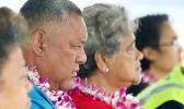 Lt. Governor Lemanu Peleti Mauga (c) and First Lady Cynthia Moliga during the Rotary Club of Pago Pago and Hawaiian Airlines Tsunami Memorial Service this past Saturday morning. [photo: TG]