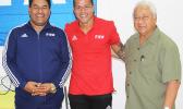 Nicky Salapu (middle) with Alex Godinet, and FIFA referee instructor Tevita Ve’a