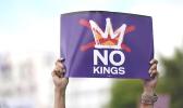 The public is encouraged to participate, bring signs, and stand together in support of democracy and the rights of the people. No Kings sign