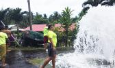 Fire hydrant spewing water