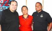 National Weather Service meteorologist, Carol Baqui (middle) with Taylor Pechacek (left) and Ivan R. Gumbs Jr., (right) in this photo on Wednesday. 