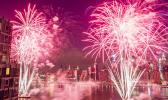 Fireworks over New York skyline 