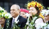 Su'a William Sio (left) and Green Party co-leader Marama Davidson (right)