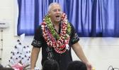 Orphaned Starfish Foundation founder Andy Stein speaking to the students of DYWA’s Summer Youth Computer Program as he and his wife Dilia kept their promise made over two years ago when they were here with the Troy & Theodora Polamalu Foundation — to return to American Samoa and maintain the computer vocational training center they brought to the territory.  [photo: TG]