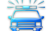 Blue police car graphic.