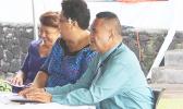 Taimalelagi Dr. Claire Poumele; airport grants business manager, Falenaoti Loi-0n Fruean; and airport manager, Tavita S. Fuimaono