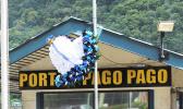 wreath at entrance to the Port of Pago Pago