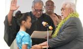 POUMELE BEING SWORN IN