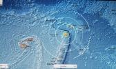 The "star" seen in this screen shot from the US Geological Survey website indicates the center of the 6.8 magnitude earthquake that occurred around 10p.m. Friday in American Samoa, Saturday night in Samoa.  [photo: FS]