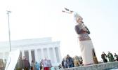 American Samoan award wining film director, Queen Muhammad Ali speaking at the Indigenous Peoples Movement rally Jan. 18th