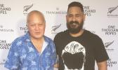 Uelese Petaia, who played the main character Maea, poses with Danny — aka barber684 of Pago Pago at the premiere of the new Samoan film, One Thousand Ropes, in Apia, Samoa.  [photo: Ese Malala]
