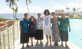 Director Tusi Tamasese and some of the cast members Uelese Petaia, Frankie Adams, Beulah Koale and producer Catherine Fitzegeralde after the press conference held at Taumeasina Resor, last Thursday, with the media.  [photo: Ese Malala]