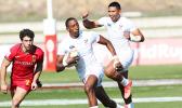 USA's Faitala Talapusi celebrates Perry Baker's line break 
