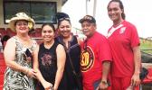 Jaiyah Saelua (far right) with his father, Fiu Johnny Saelua (2nd from right), and mother, Catherine Saelua (far left) and relatives 