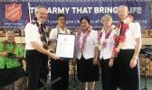 Samoa's prime minister, Tuila'epa Sa'ilele Malielegaoi welcomes Salvation Army delegation