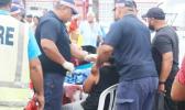 Samoa Police, Fire and Emergency Services treating people during voter registration in Samoa