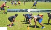 Samoa Gridiron players during a practice session