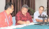 Director General of Health Leausa Dr Take Naseri (middle) with two senior doctors involved